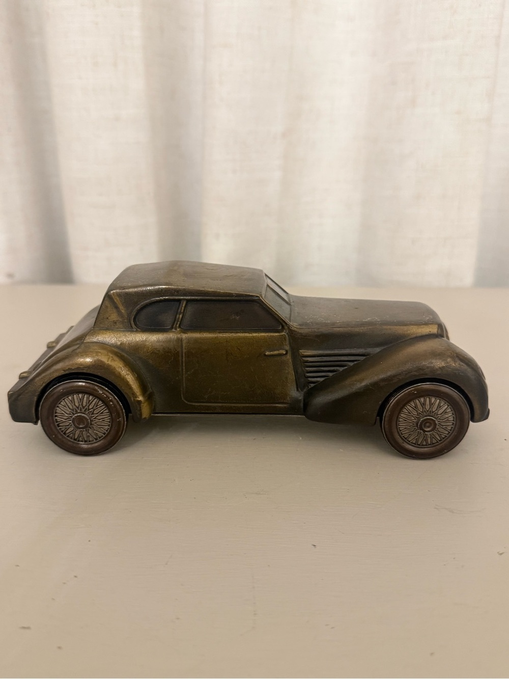 VTG 1974 Banthrico 7” Large 1937 Cord Coupe Metal Car Coin Bank